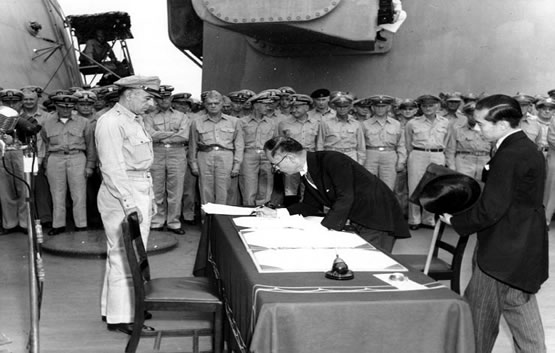 Japanese Signing Surrender Agreement in Tokyo Bay Image 1